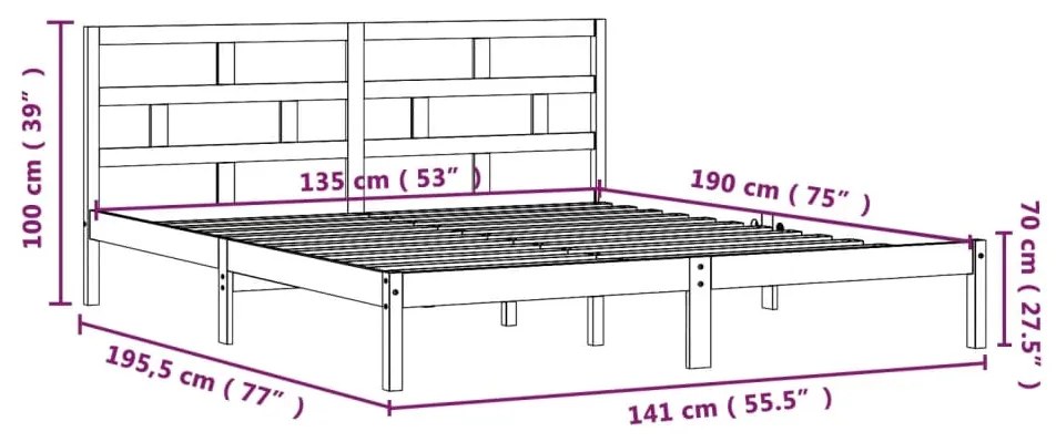 Giroletto Bianco 135x190 cm Double in legno Massello