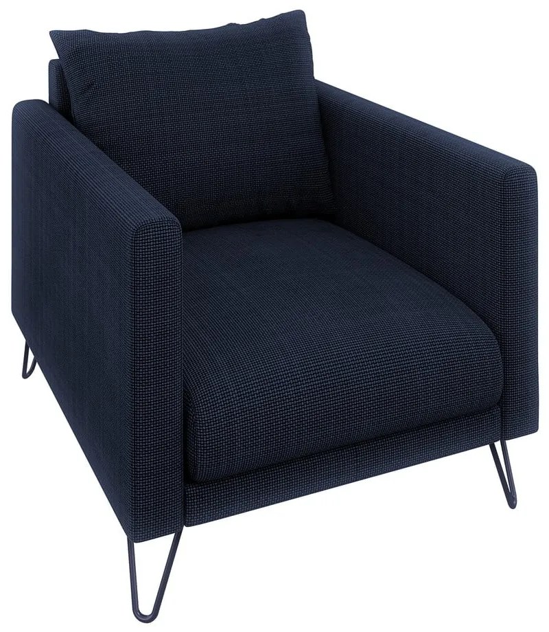 Poltrona blu scuro con rivestimento in ciniglia Freya – Ropez