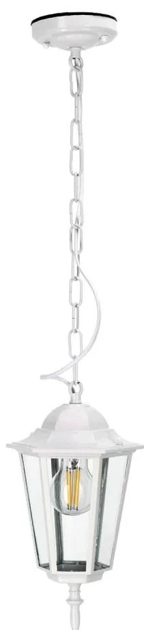 Lampadario da esterno a sospensione con catena 1xE27/60W/230V IP44 bianco