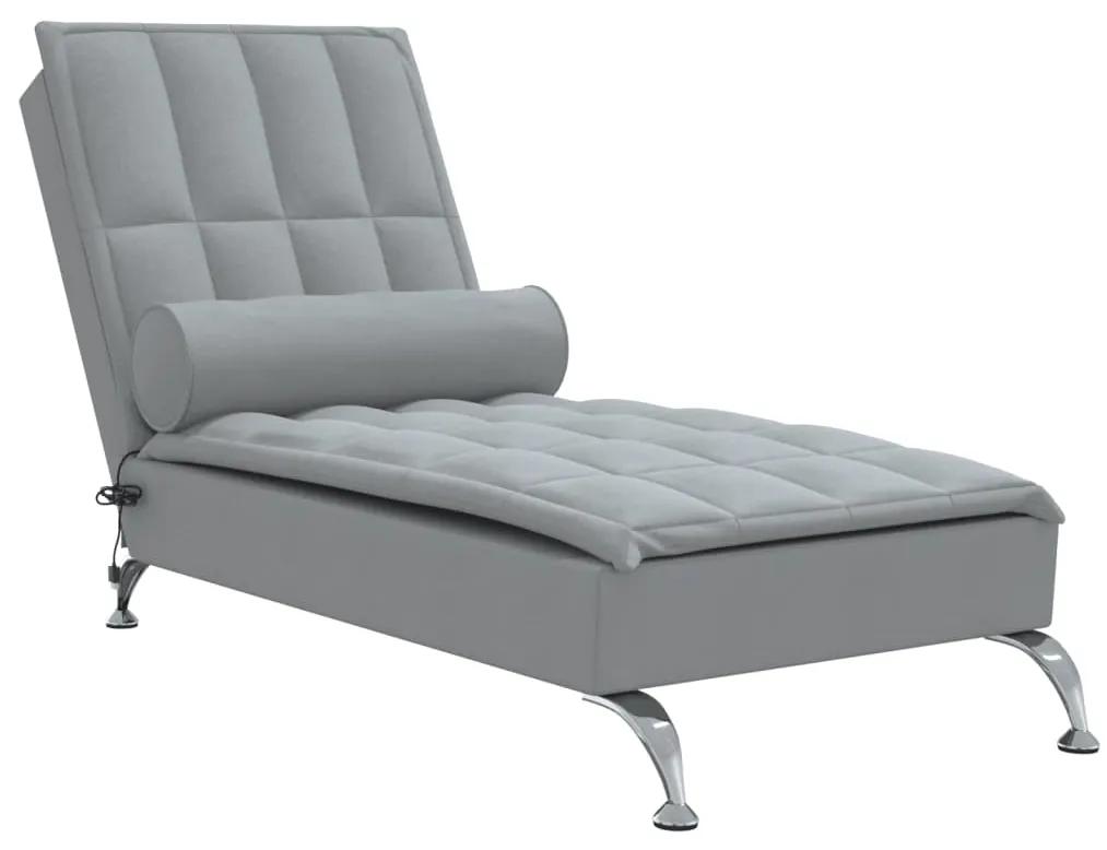 Chaise longue massaggi cuscino a rullo grigio chiaro in tessuto