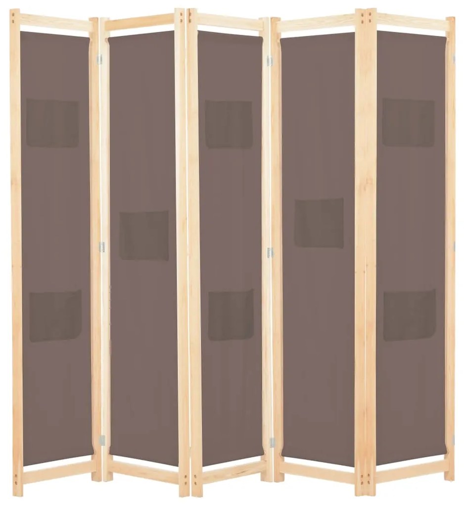 Divisorio A 5 Pannelli Marrone 200x170x4 Cm İn Tessuto /