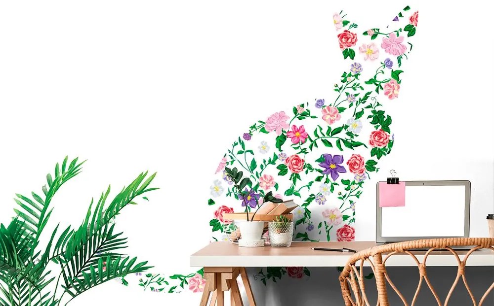 Carta da parati – Gatto di fiori