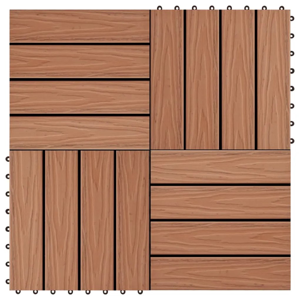 Piastrelle 11 Pz Goffrature Wpc 30x30 Cm 1 Mq Marrone Chiaro /