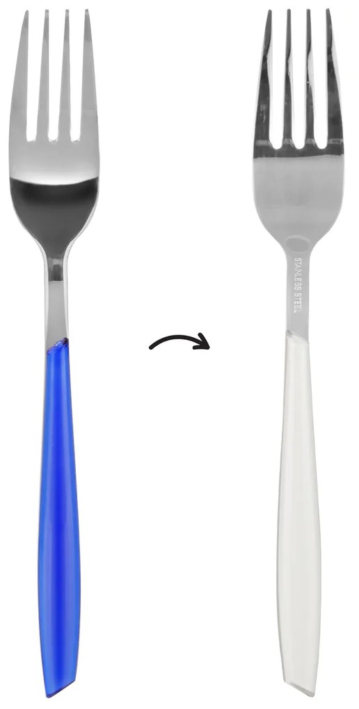 Forchetta da tavola sfusa bicolore blu e bianco