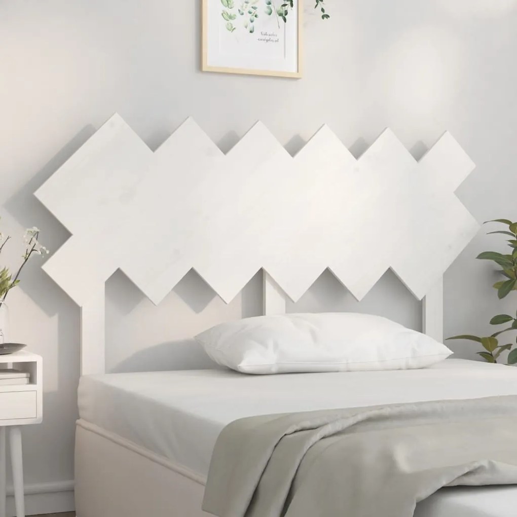 Testiera Per Letto Bianca 132x3x81 Cm Legno Massello Di Pino /