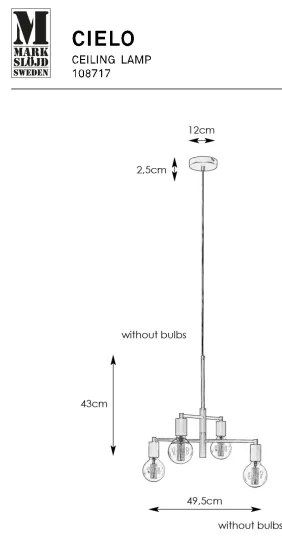 Markslöjd 108717 - Lampadario a sospensione con filo CIELO 6xE27/40W/230V nero