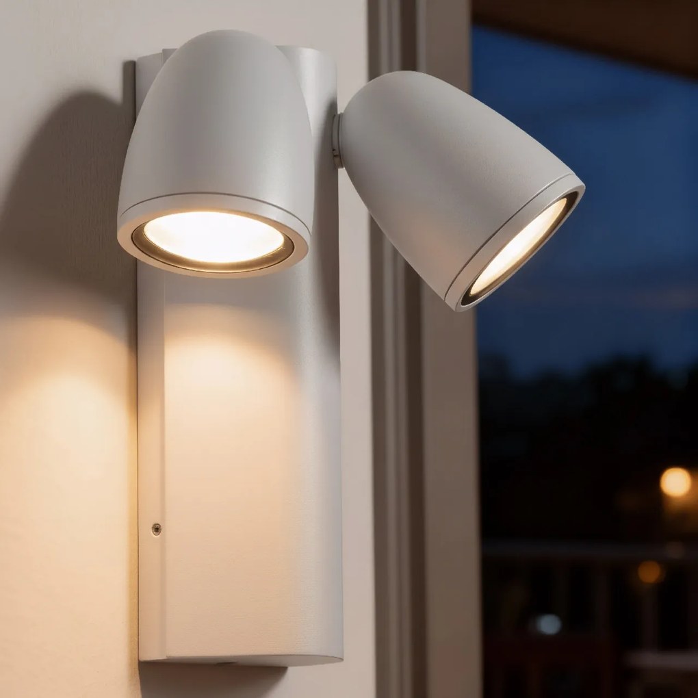 Applique da Esterno Orientabile IP65 2xGU10 serie AXIS - Bianca