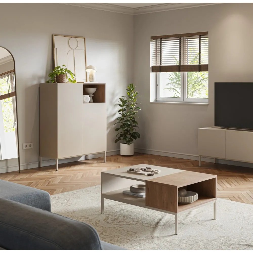 Tavolino color crema 56x90 cm Cailin - Marckeric