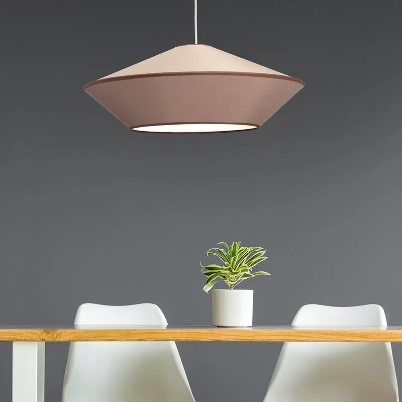 Lampadario Moderno Ufo bianco paralume marrone e tortora E27 Ø58cm