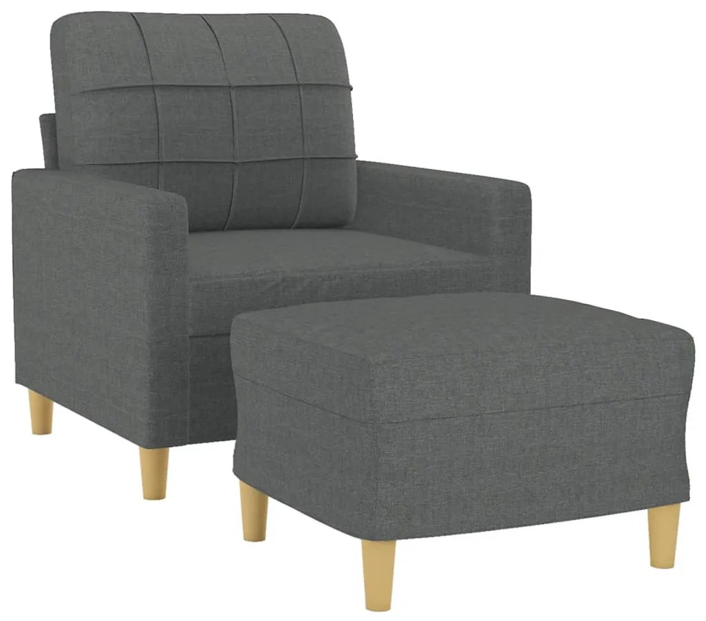 Poltrona con poggiapiedi grigio scuro 60 cm in tessuto