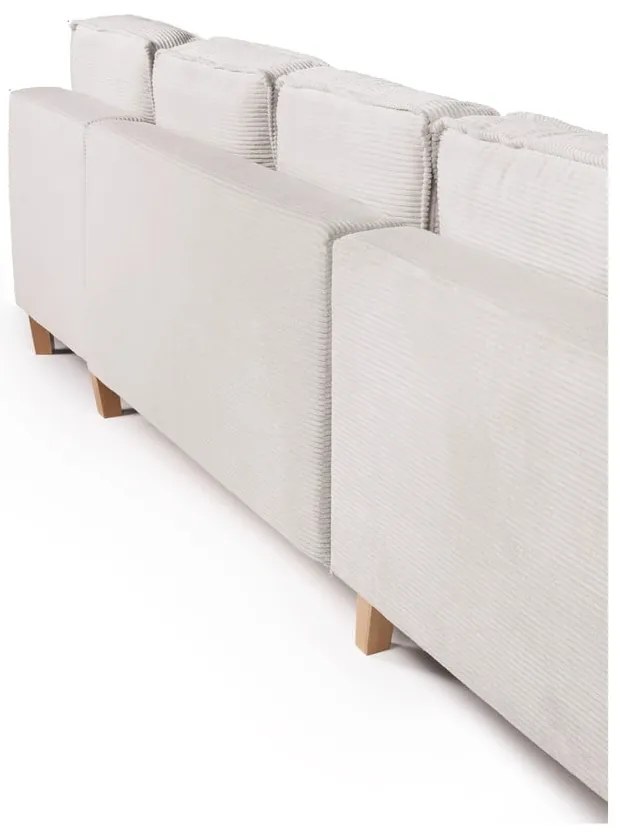 Divano angolare beige allungabile (con penisola a sinistra/a forma di "U") con rivestimento in velluto a coste Tori – Bonami Selection