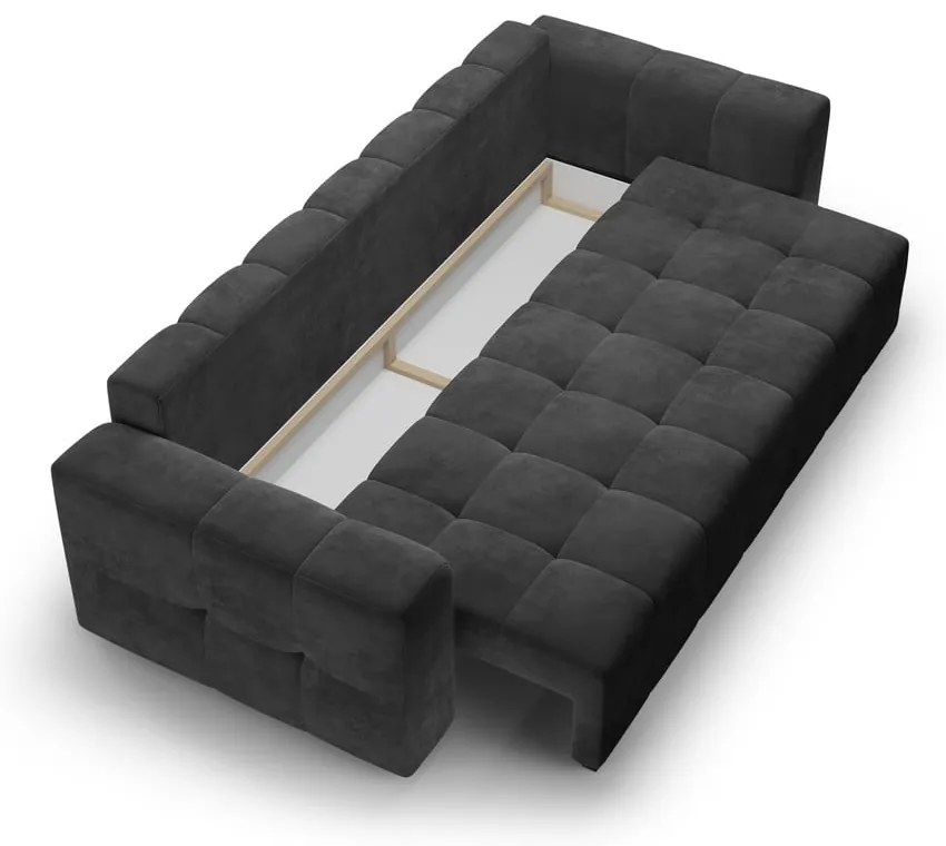 Divano letto in velluto grigio scuro Luca - Milo Casa