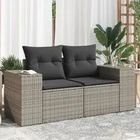 Divano da Giardino con Cuscini 2 Posti Grigio in Polyrattan 366143