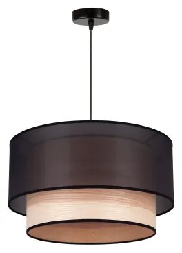 Duolla - Lampadario a sospensione con filo WOOD BOHO 1xE27/15W/230V diametro 45 cm nero/beige