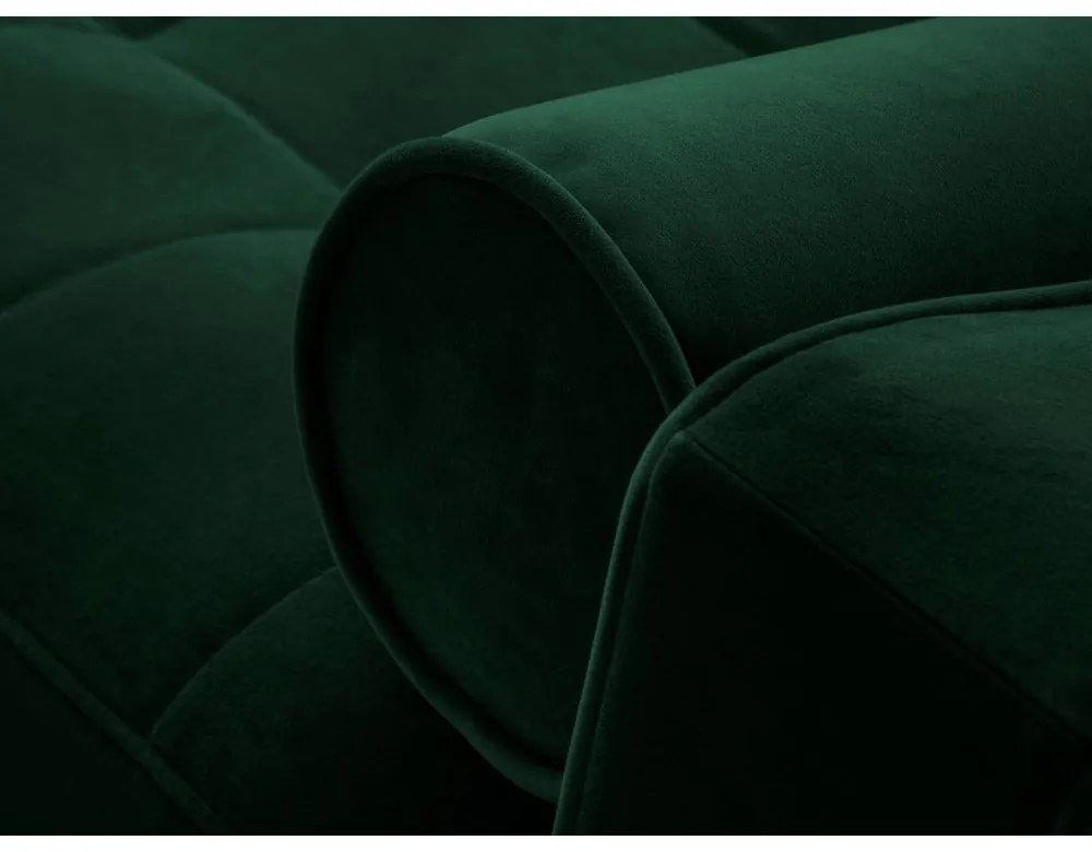 Divano letto angolare in velluto verde, angolo destro Santo - Milo Casa