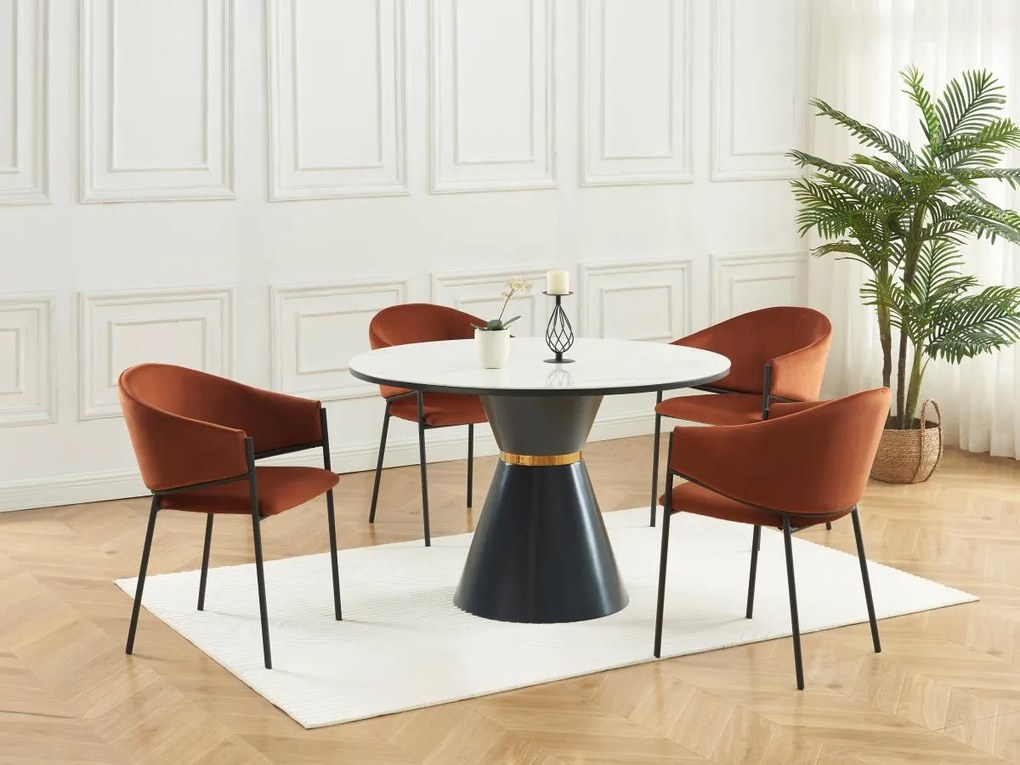 Sedia con braccioli in Velluto e Metallo Nero Terracotta - Lotto di 2 - ORDIDA di Pascal MORABITO
