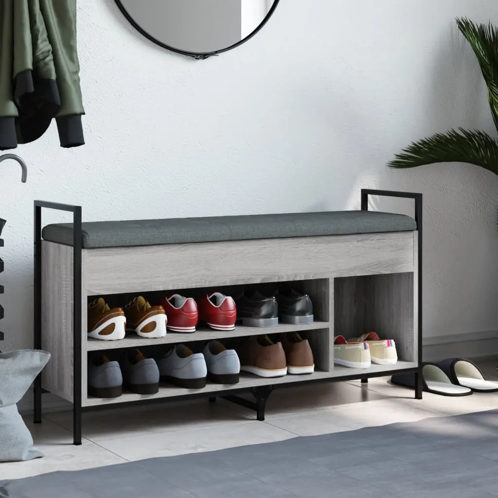 Panca porta scarpe grigio sonoma 105,5x32x57,5 cm
