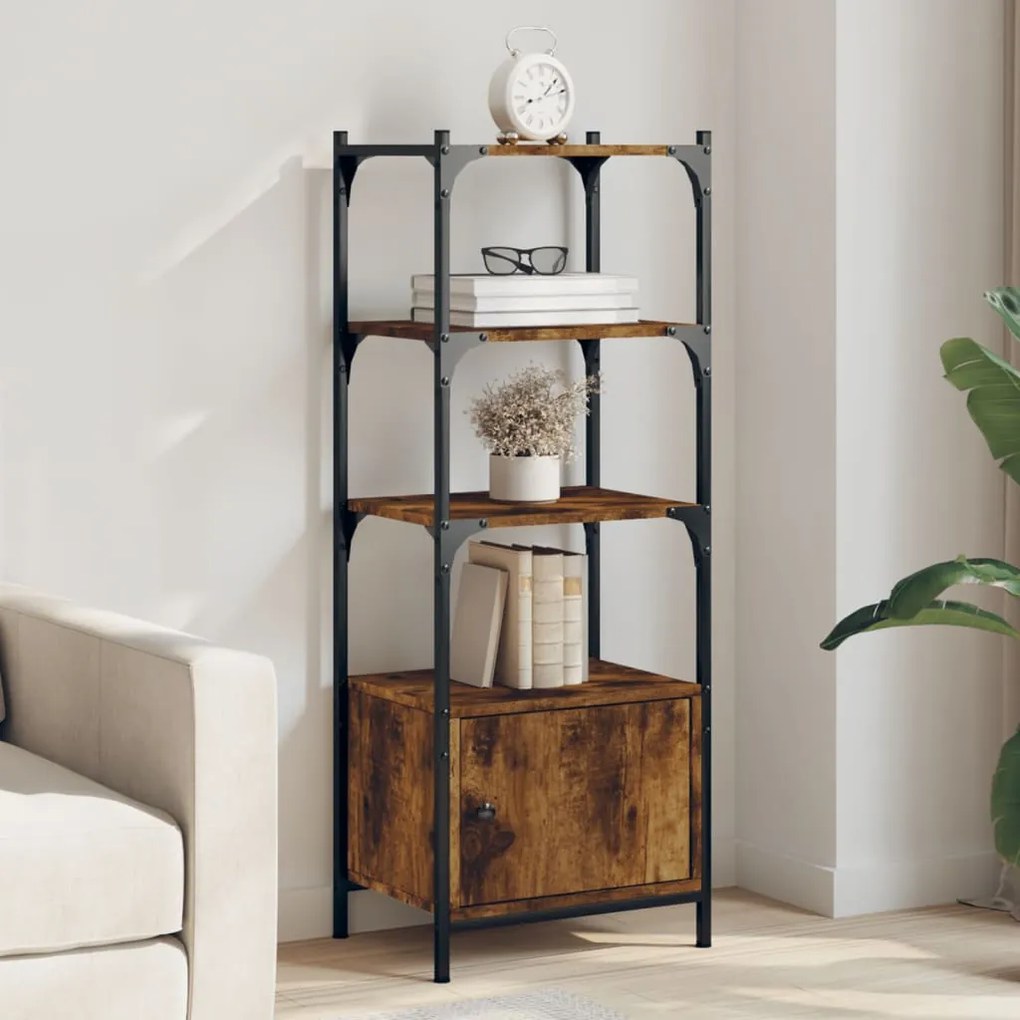 Libreria 3 Ripiani Rovere Fumo 41x30x109,5 Cm Legno Multistrato /