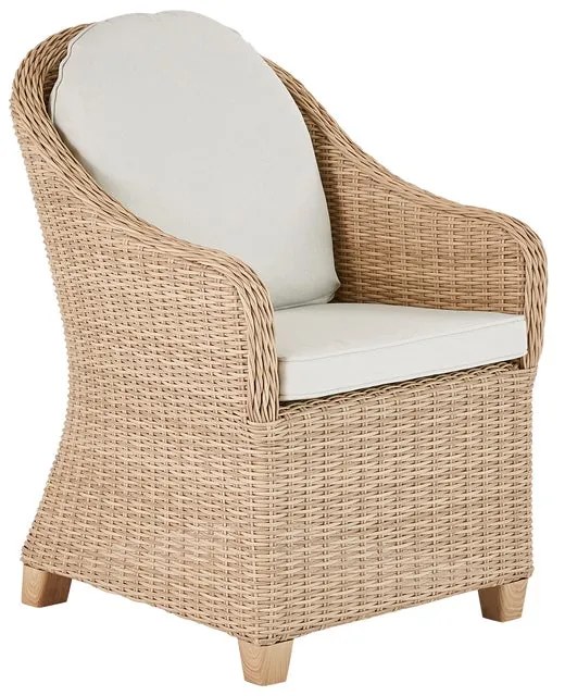 Poltrona da giardino con cuscino beige e braccioli Medena NATERIAL, struttura in alluminio marrone seduta in rattan sintetico beige, L 70 x H 90 x P 70 cm