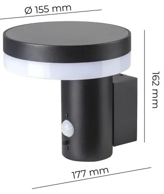 Lampada da parete solare LED SOLARIS3 5,5W 3,7V 4000K IP44 con sensore