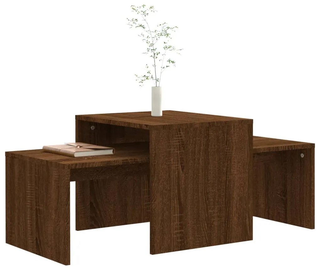 Set di tavolini rovere marrone 100x48x40 cm legno multistrato