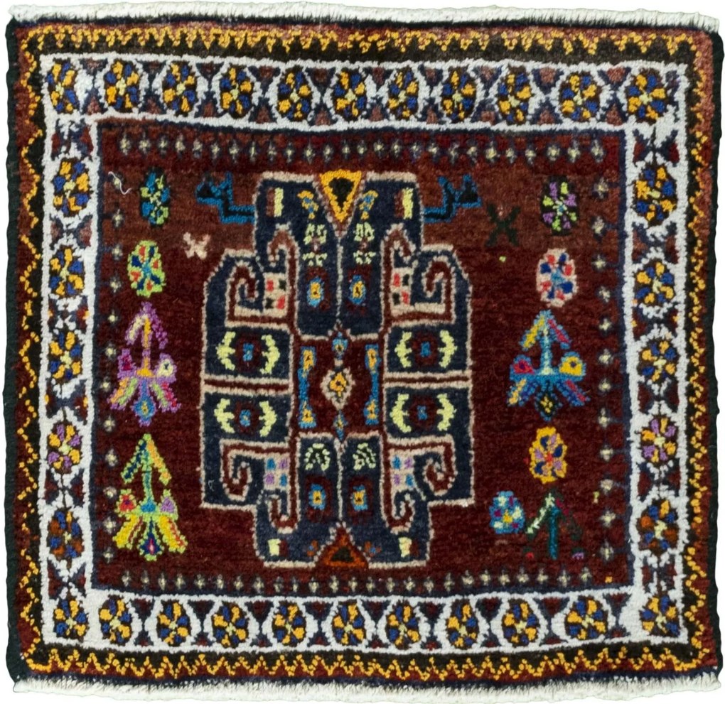 Shiraz Tappeto 50 x 50 Rosso (Iran) Annodato A Mano