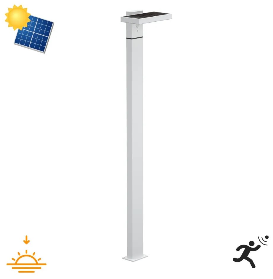 Paletto da giardino Solare Bianco 100cm con Sensore Mov. e Picchetto Colore Bianco Naturale 4.000K
