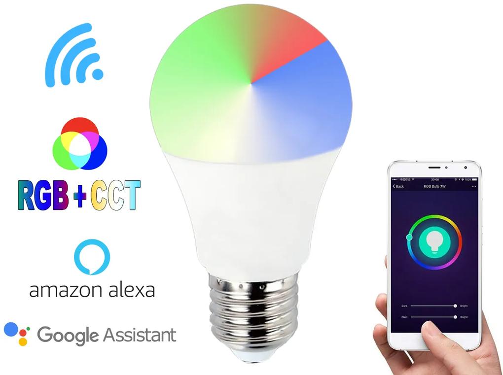 2 Pezzi Lampade Led E27 Wifi Smart A65 15W 1500lm RGB + CCT APP Tuya Compatible Con Alexa e Google Home