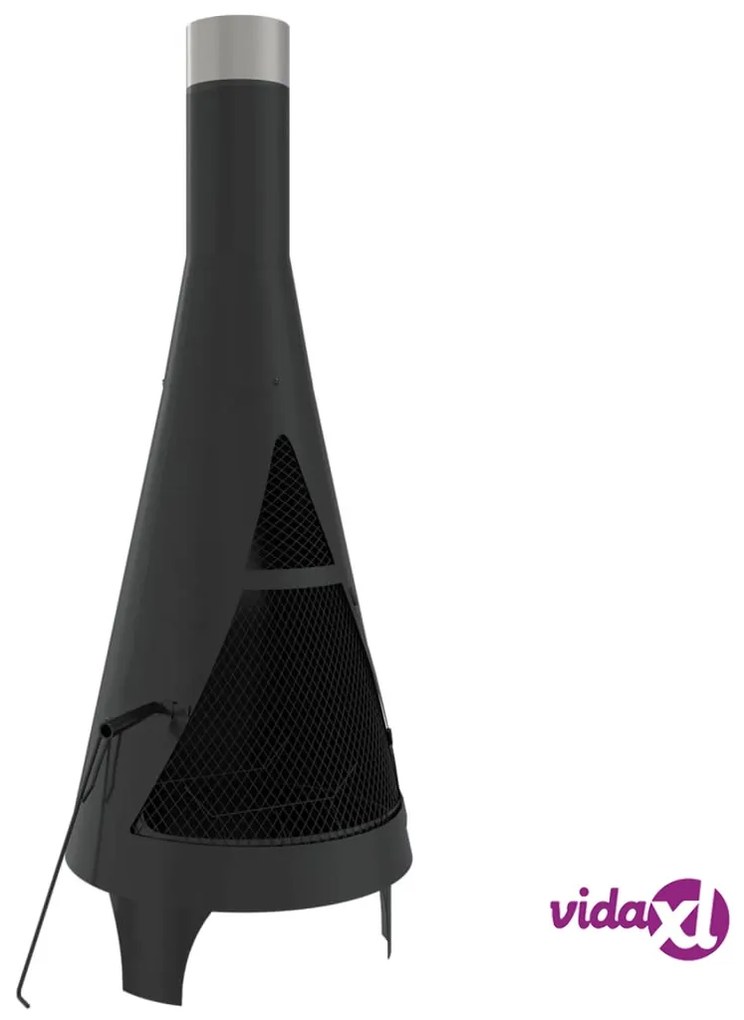 vidaXL Stufa da Giardino con Attizzatoio 45x45x122 cm in Acciaio