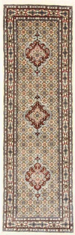Moud Tappeto persiano 80x240 Beige (Iran) Annodato A Mano