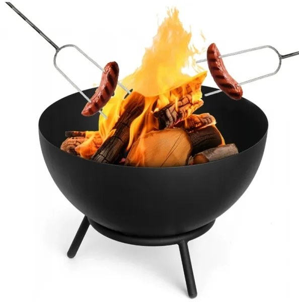Braciere portatile per legna 57x30 cm nero