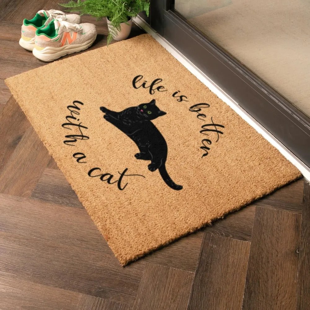 Zerbino in fibre di cocco 40x60 cm Life Is Better With a Cat – Artsy Doormats