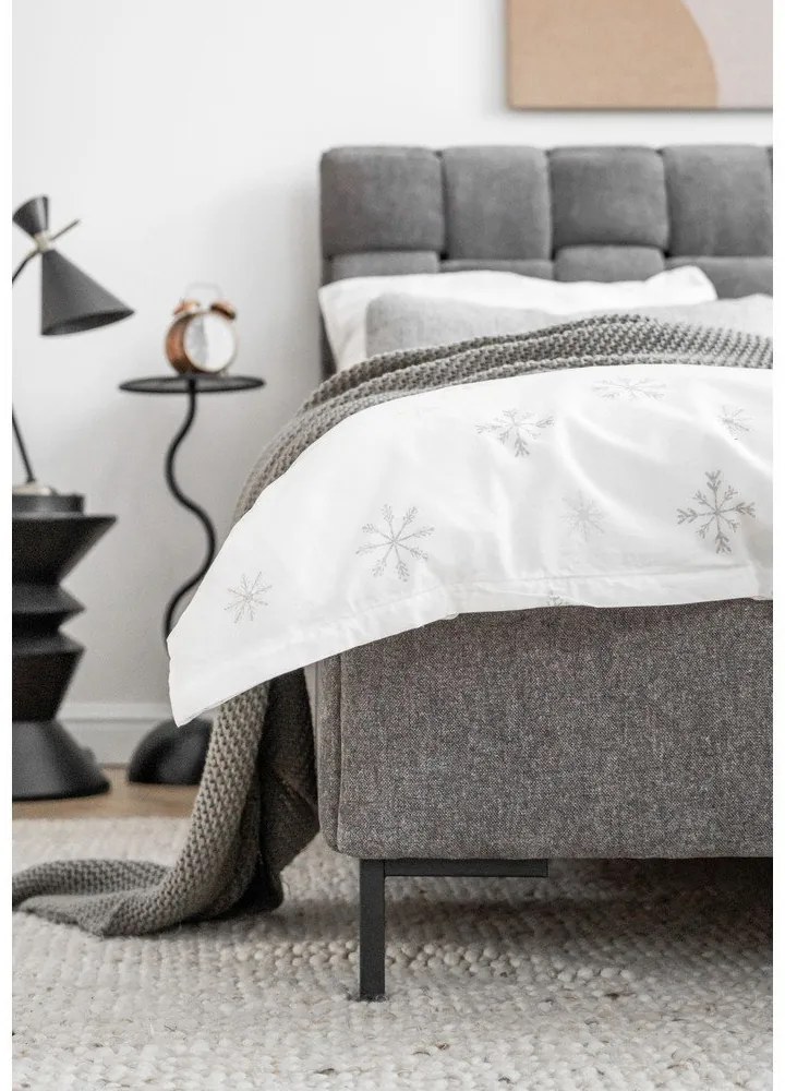 Letto matrimoniale imbottito grigio con rete inclusa 180x200 cm Eve – Miuform