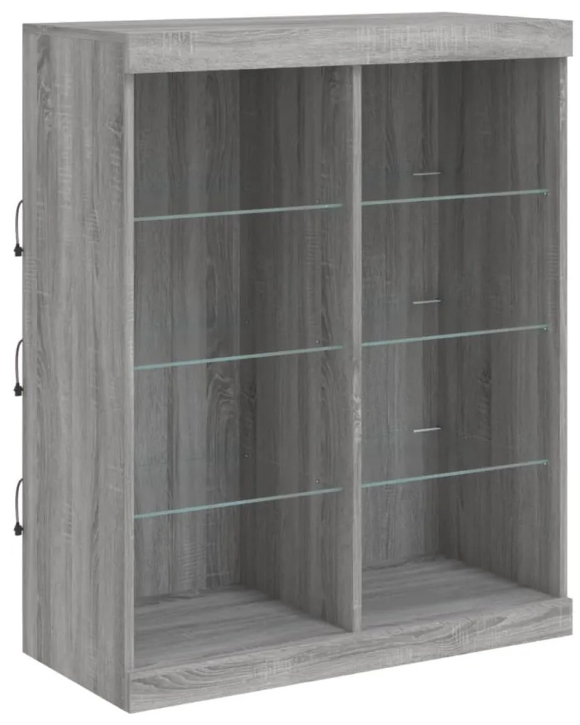 Credenza con luci led grigio sonoma 81x37x100 cm