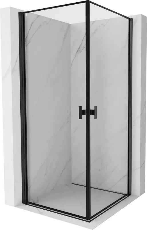 Mexen Mist-B Duo cabina doccia a battente 80 x 80 cm, cornice nera, nera - 8A2-080L-080P-70-70