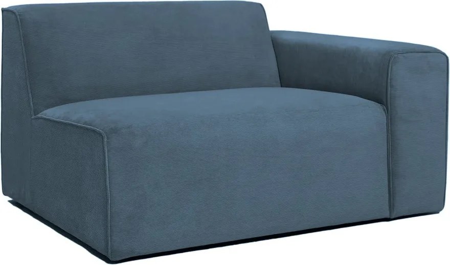 Divano componibile blu (con penisola a destra) con rivestimento in velluto a coste Sting – Scandic