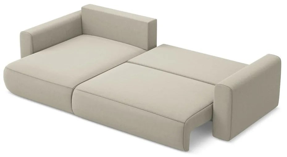 Divano angolare beige allungabile/con contenitore (con penisola a sinistra/con chaise lounge) con rivestimento in velluto Kapua – Makamii