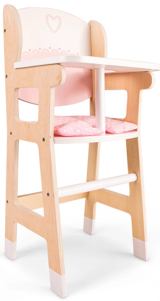 Seggiolone pappa in legno con cuscino - per bambole