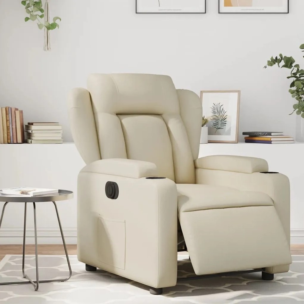 Poltrona Reclinabile Elettrica Crema İn Similpelle /