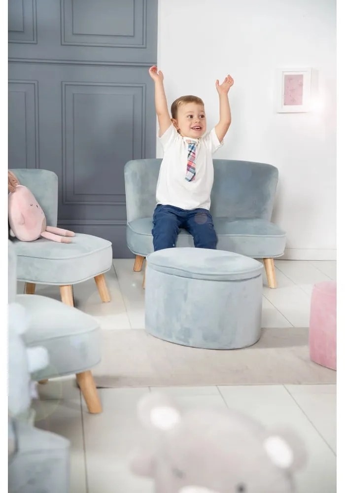Divano per bambini in velluto azzurro 70 cm Lil Sofa - Roba