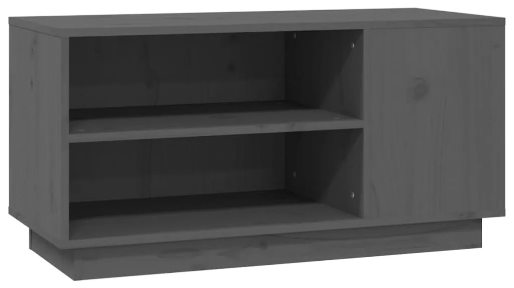 Mobile porta tv grigio 80x35x40,5 cm in legno massello di pino