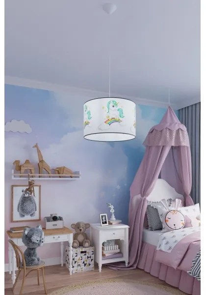 Sollux SL.1412 - Lampadario a sospensione per bambini UNICORN 1xE27/15W/230V diametro 30 cm