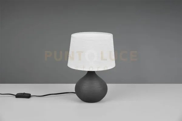 Martin lampada da tavolo base ceramica pera marrone paralume sabbia...