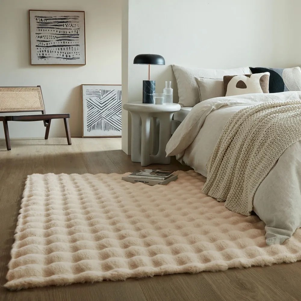 Tappeto in pelliccia sintetica crema 160x230 cm Waffle Faux Fur - Flair Rugs