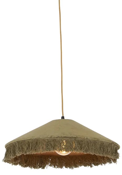 Lampada a sospensione retrò velluto verde con frange - Frills