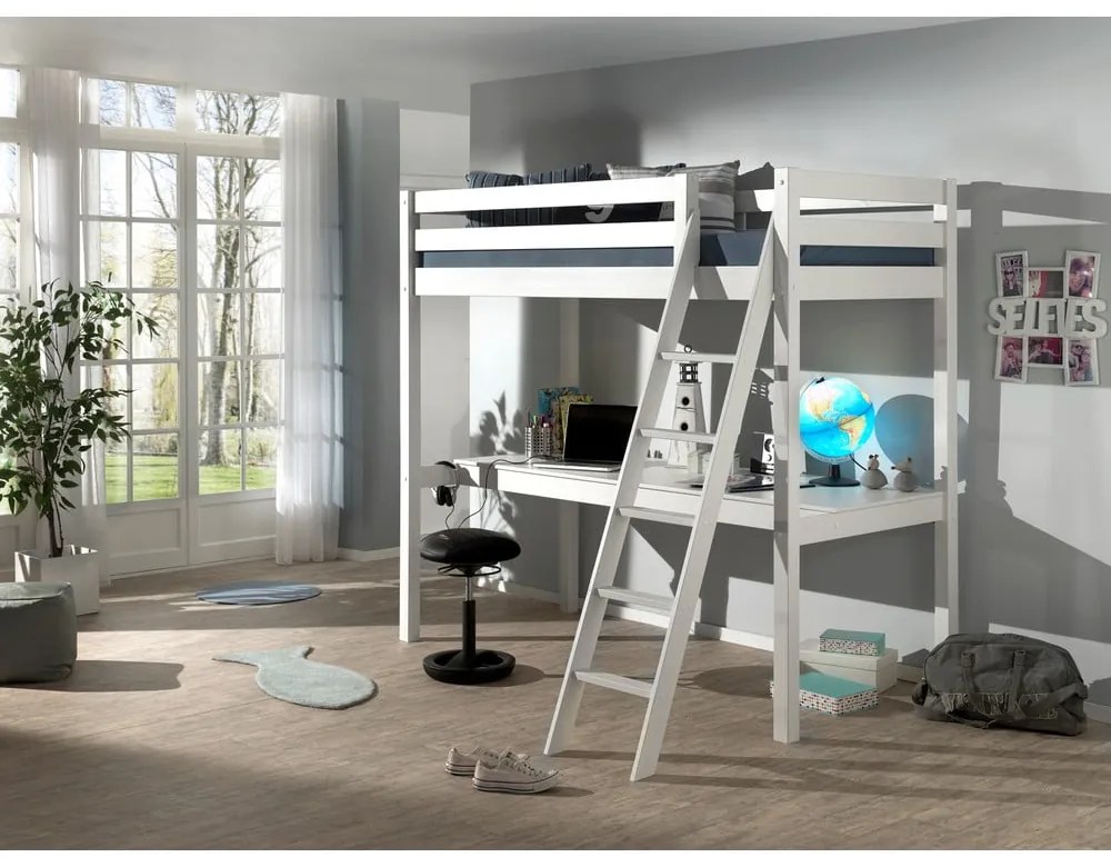 Letto rialzato in pino bianco 90x200 cm PINO - Vipack