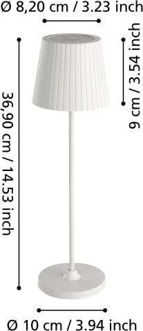Eglo 75793 - Lampada da tavolo LED dimmerabile per esterni CABOZO LED/3,8W/5V 2000 mAh IP44 bianca