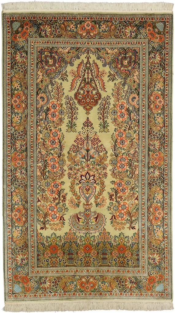 Cashmere Silk Tappeto 90 x 160 Beige (Indian) Annodato A Mano