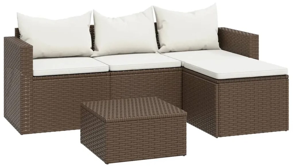 Set mobili da giardino marrone in polyrattan