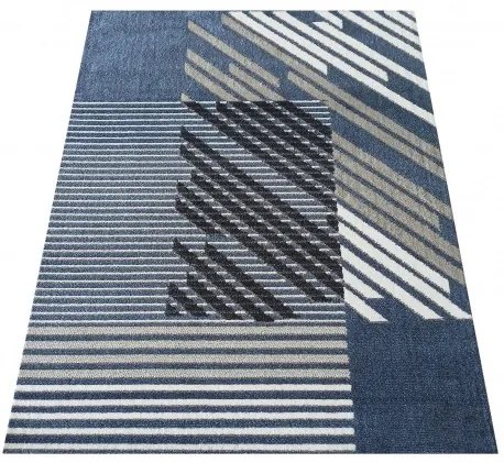 Tappeto di design in blu con strisce Larghezza: 80 cm | Lunghezza: 150 cm